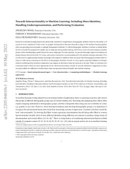Towards Intersectionality in Machine Learning: Including More
  Identities, Handling Underrepresentation, and Performing Evaluation
