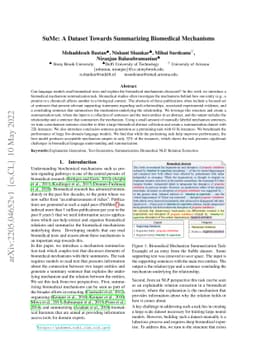 SuMe: A Dataset Towards Summarizing Biomedical Mechanisms