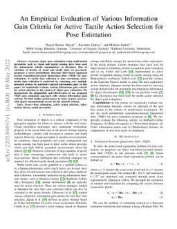 An Empirical Evaluation of Various Information Gain Criteria for Active
  Tactile Action Selection for Pose Estimation