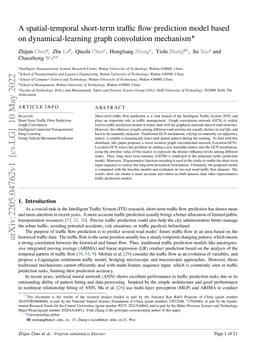 A spatial-temporal short-term traffic flow prediction model based on
  dynamical-learning graph convolution mechanism