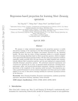 Regression-based projection for learning Mori-Zwanzig operators