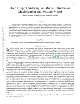 Deep Graph Clustering via Mutual Information Maximization and Mixture
  Model