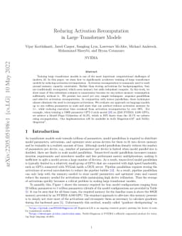 Reducing Activation Recomputation in Large Transformer Models
