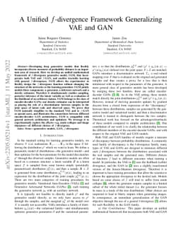 A Unified f-divergence Framework Generalizing VAE and GAN