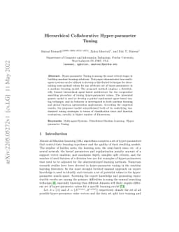 Hierarchical Collaborative Hyper-parameter Tuning