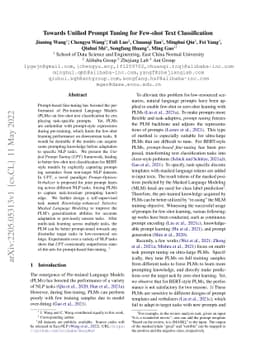 Towards Unified Prompt Tuning for Few-shot Text Classification