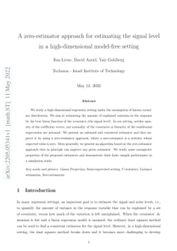 A zero-estimator approach for estimating the signal level in a
  high-dimensional model-free setting