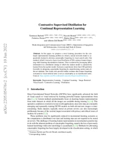 Contrastive Supervised Distillation for Continual Representation
  Learning