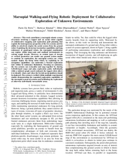 Marsupial Walking-and-Flying Robotic Deployment for Collaborative
  Exploration of Unknown Environments