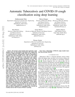 Automatic Tuberculosis and COVID-19 cough classification using deep
  learning