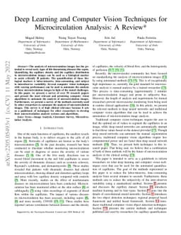 Deep Learning and Computer Vision Techniques for Microcirculation
  Analysis: A Review