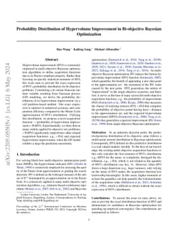 Probability Distribution of Hypervolume Improvement in Bi-objective
  Bayesian Optimization
