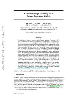 Clinical Prompt Learning with Frozen Language Models