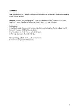 Performance of a deep learning system for detection of referable
  diabetic retinopathy in real clinical settings