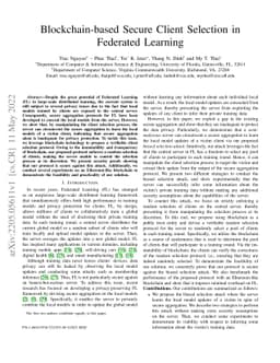 Blockchain-based Secure Client Selection in Federated Learning