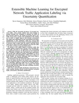 Extensible Machine Learning for Encrypted Network Traffic Application
  Labeling via Uncertainty Quantification