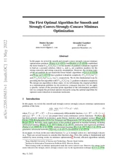 The First Optimal Algorithm for Smooth and
  Strongly-Convex-Strongly-Concave Minimax Optimization