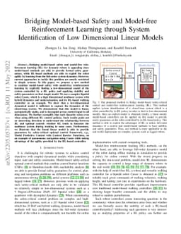 Bridging Model-based Safety and Model-free Reinforcement Learning
  through System Identification of Low Dimensional Linear Models