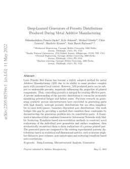 Deep-Learned Generators of Porosity Distributions Produced During Metal
  Additive Manufacturing