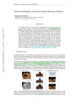 View Synthesis with Sculpted Neural Points