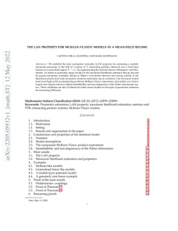 The LAN property for McKean-Vlasov models in a mean-field regime