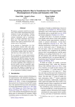 Exploiting Inductive Bias in Transformers for Unsupervised
  Disentanglement of Syntax and Semantics with VAEs