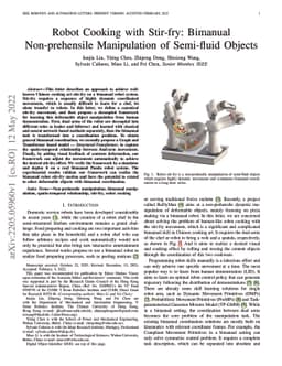 Robot Cooking with Stir-fry: Bimanual Non-prehensile Manipulation of
  Semi-fluid Objects