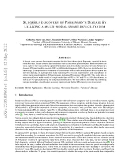 Subgroup discovery of Parkinson's Disease by utilizing a multi-modal
  smart device system
