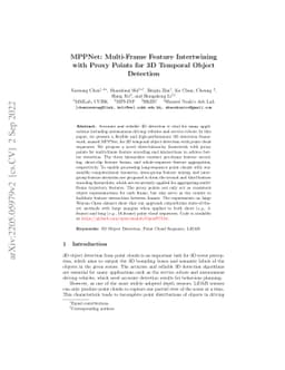 MPPNet: Multi-Frame Feature Intertwining with Proxy Points for 3D
  Temporal Object Detection