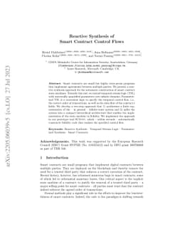 Reactive Synthesis of Smart Contract Control Flows
