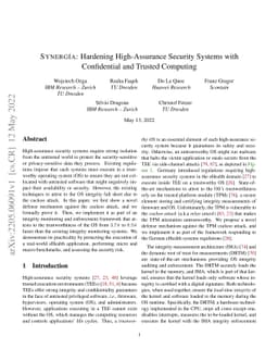 Synergia: Hardening High-Assurance Security Systems with Confidential
  and Trusted Computing