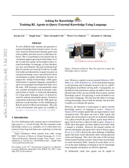 Asking for Knowledge: Training RL Agents to Query External Knowledge
  Using Language