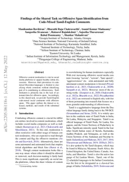 Findings of the Shared Task on Offensive Span Identification from
  Code-Mixed Tamil-English Comments