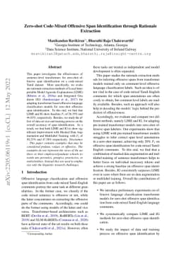 Zero-shot Code-Mixed Offensive Span Identification through Rationale
  Extraction