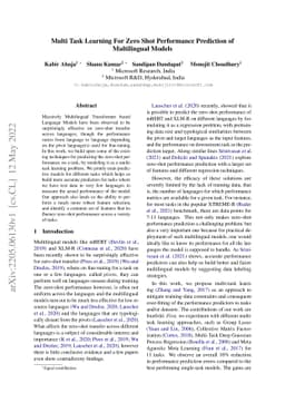 Multi Task Learning For Zero Shot Performance Prediction of Multilingual
  Models