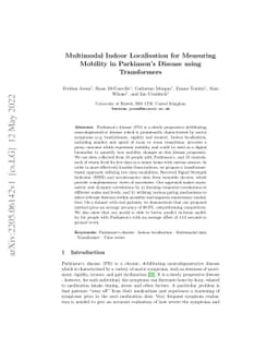 Multimodal Indoor Localisation for Measuring Mobility in Parkinson's
  Disease using Transformers