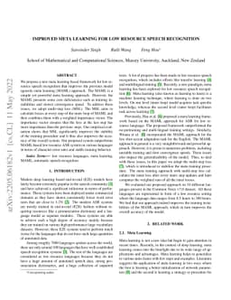 Improved Meta Learning for Low Resource Speech Recognition