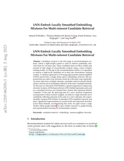 kNN-Embed: Locally Smoothed Embedding Mixtures For Multi-interest
  Candidate Retrieval