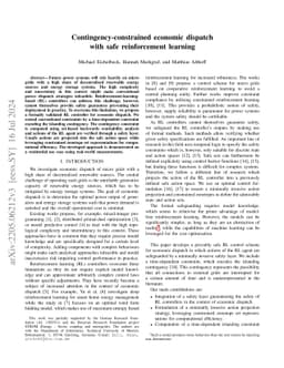 Contingency-constrained economic dispatch with safe reinforcement
  learning