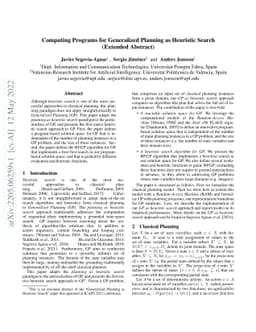 Computing Programs for Generalized Planning as Heuristic Search