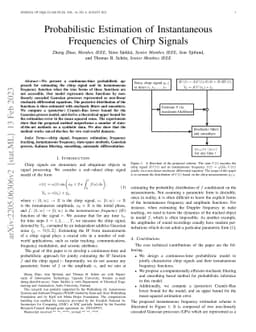 Probabilistic Estimation of Instantaneous Frequencies of Chirp Signals