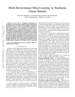 Multi-Environment Meta-Learning in Stochastic Linear Bandits