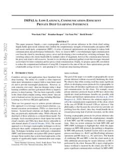 Impala: Low-Latency, Communication-Efficient Private Deep Learning
  Inference