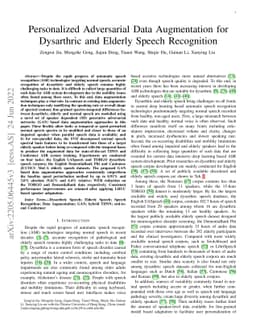 Personalized Adversarial Data Augmentation for Dysarthric and Elderly
  Speech Recognition