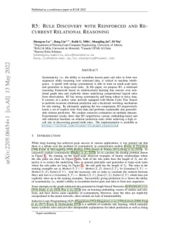 R5: Rule Discovery with Reinforced and Recurrent Relational Reasoning