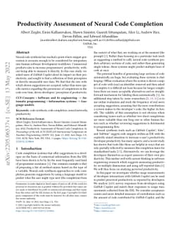 Productivity Assessment of Neural Code Completion