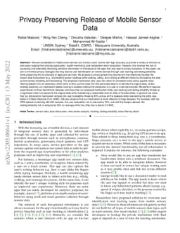 Privacy Preserving Release of Mobile Sensor Data