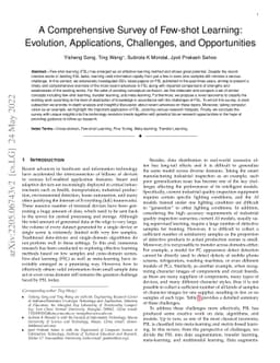 A Comprehensive Survey of Few-shot Learning: Evolution, Applications,
  Challenges, and Opportunities