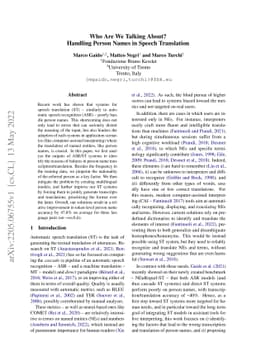 Who Are We Talking About? Handling Person Names in Speech Translation