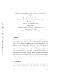 Variants in managing supply chains on distributed ledgers